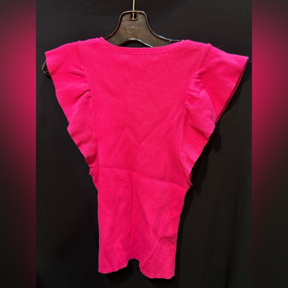 RORY TOP Rib Knit Ruffle Tee size small - Picture 3 of 8